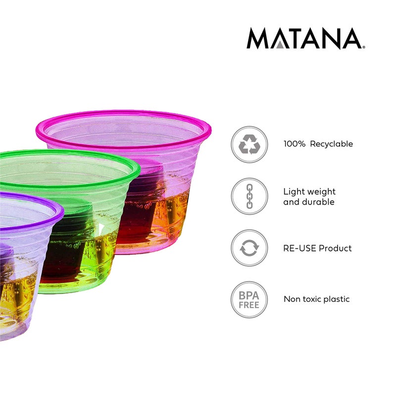 MATANA 150 Neon Bomb Cups 3.75oz with 1oz Inner Cup - Sturdy and Reusable Plastic Shot Glasses - Disposable Plastic Shot Cups for Parties, Bomb Shots - Image 3
